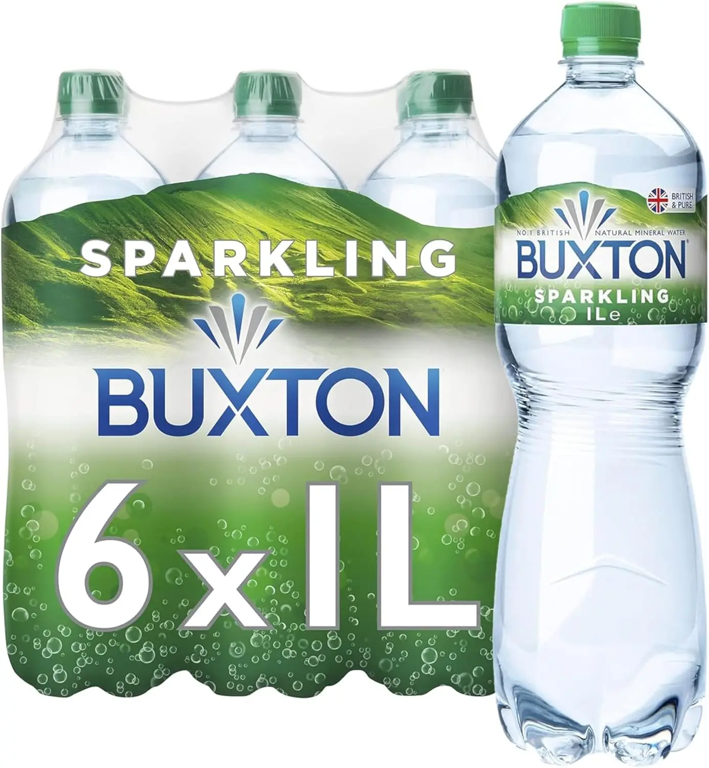 Buxton Sparkling Natural Mineral Water 6x1L, Packaging May Vary