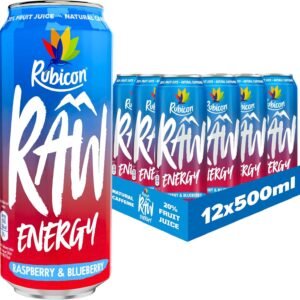 Rubicon RAW 12 Pack Raspberry & Blueberry 500ml Energy Drink,